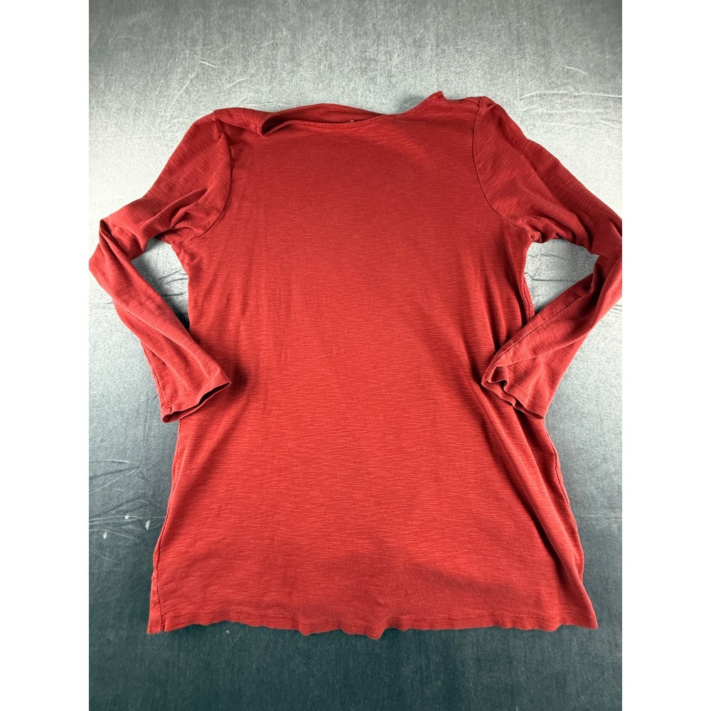 J. Jill Pima Boat-Neck Tunic Red Slub Knit Long Sleeve Cotton Top XL Tall